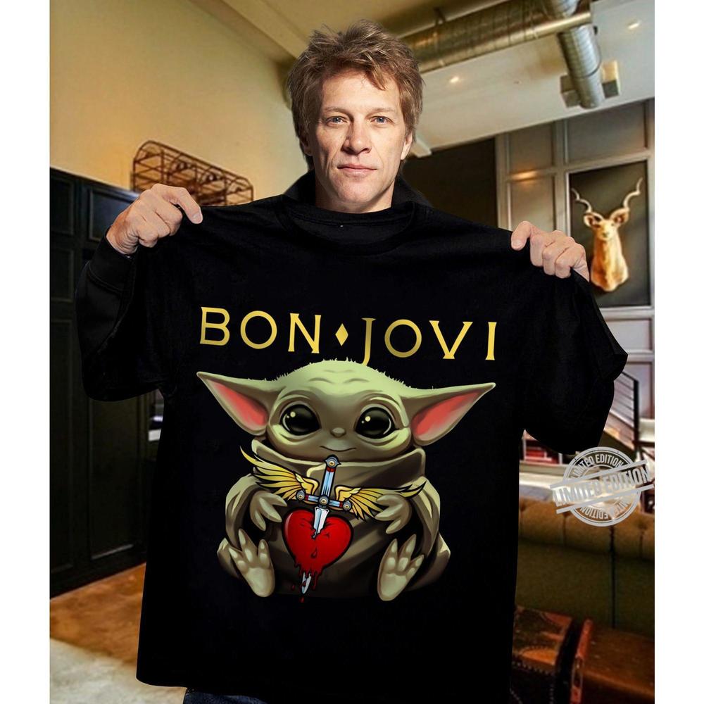 Baby Yoda Hug Bon Jovi Shirt, Rock Band Bon Jovi Shirt,  Gift For Fan Rock